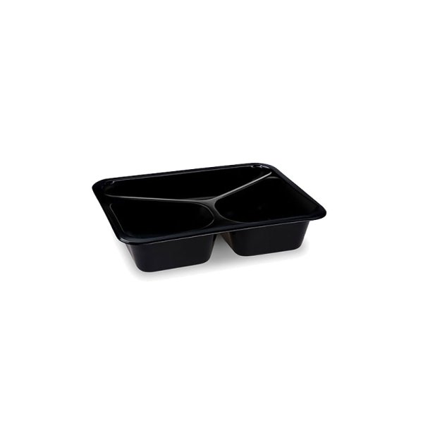 400 Stk. Mehrweg-Menüschale PP Reware Lunch 3-geteilt schwarz 227x178x49 mm 1040 ml
